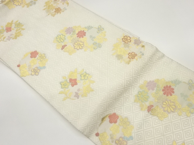 JAPANESE NAGOYA OBI / WOVEN FLOWER ROUNDEL